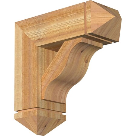 Funston Arts And Crafts Rough Sawn Bracket W/ Offset Brace, Western Red Cedar, 8W X 22D X 22H